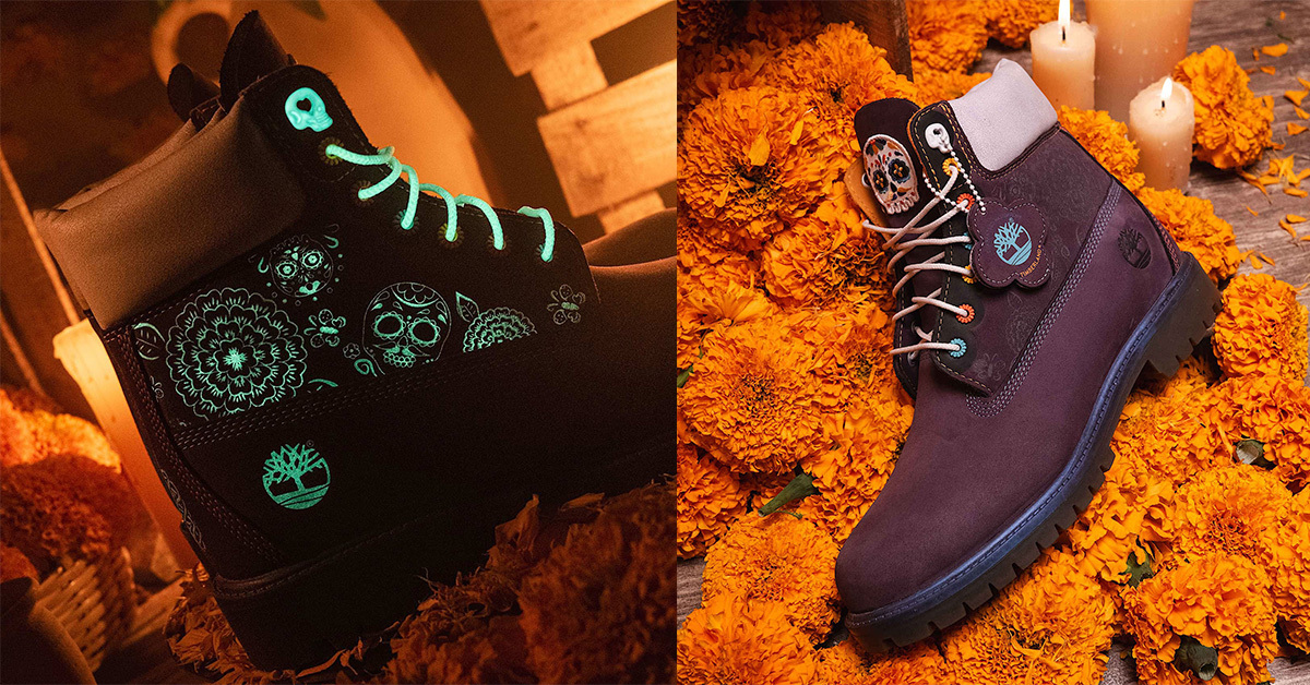 靴 Timaberland Boots Timberland 6-Inch Boot: Glowing skulls for Día de Muertos